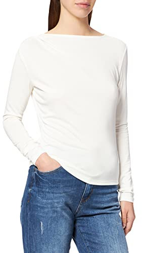 NA-KD Women's Draped Long Sleeve Top Shirt, Off White, X-Small