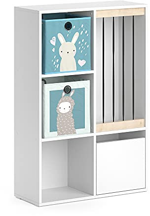 Vicco Kinderregal Luigi, Spielzeugregal für Faltboxen, Weiß, 72 x 107.8 cm mit 2 Faltboxen Opt.6