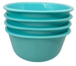 Reusable ECO Unbreakable Colourful Plastic Bowls Set-of-4 - Shatterproof - 100% Food Safe - Perfect for Camping, Indoors, Outdoors, and picnics (Large 3500ml, Turquoise)