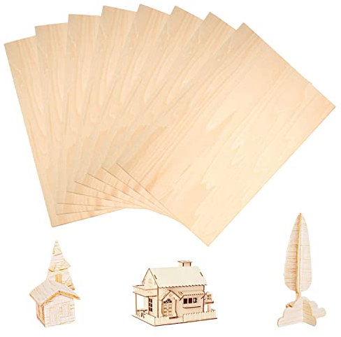 8 Stück Balsaholzbrett, leichte Sperrholzplatten, Platten, Sperrholz, 200 x 100 x 1,5 mm, verwendet für DIY Holzhaus Flugzeug Schiff Boot Modell