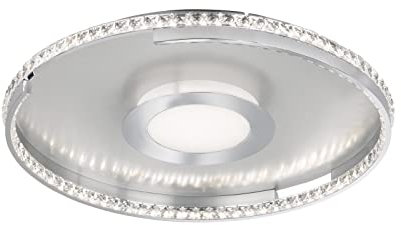 Wofi Deckenlampe Esszimmer LED Kristalle Deckenleuchte mit 3 Stufen Dimmer, Metall chrom, 1x LED 52W 4000Lm 3000K, DxH 61x8cm, 12126