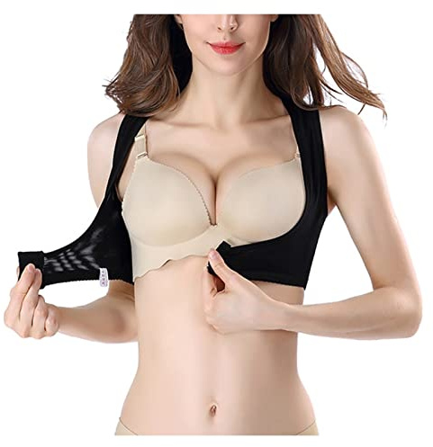 WANGPIN Mujeres Y Hombres Ajustables Postura Corrector Cuerpo Shaper OrthóTico Sujetador Frente Cierre Soporte De Pecho Chaleco Interior Sin Costura (Color : Black, Size : XL-Xlarge)