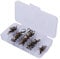 Nimoa 50 Stück Drillinge Angelhaken Set, Karbonstahl Geschärfter Drilling 5 Größen 2/4/6/8/10 Tackle Brown