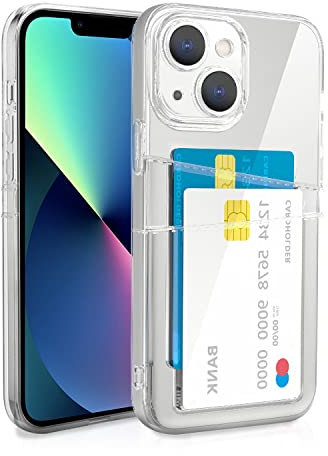 XIMIZU for iPhone 13 Wallet Case, [ with 2 Card Holder ] Slim Clear Flexible TPU Shockproof Protective Phone Cover with 2 Card Slot for iPhone 13 6.1 inch