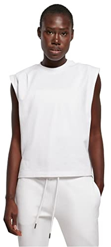 Urban Classics Women's Ladies Organic Heavy Pleated Shoulder Top T-Shirt, White, XXXXL