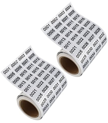 EMSea 2 rouleaux Étiquettes Numérotées Consécutives Autocollant 0001-2000 Étiquettes Numérotées Polyvalentes Décalcomanie Autocollant Numéroté Étanche pour Gestion des Stocks de Livres