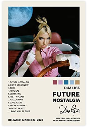 MOIT Singer Dua Lipa Future Nostalgie Musikalbum Cover Leinwand Poster Schlafzimmer Dekor Sport Landschaft Büro Zimmer Dekor Geschenk Rahmen Stil 30 x 45 cm