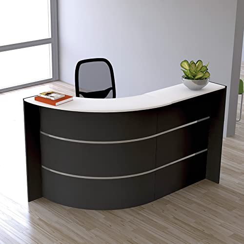 Schrank & Stuhl L-Bogentheke Surround - Beratungstheke für den Empfangsbereich, 112 x 175 x 95 cm (HxBxT), Anthrazit