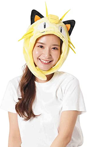 SAZAC Kigurumi Mütze – Pokemon – Meow – Gemütliches Kostüm – Erwachsenengröße Gelb, gelb, Einheitsgröße-M