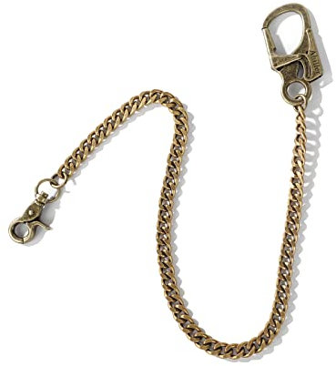 Ahiller Catena portafogli da uomo, portachiavi da motociclista, [moschettone in lega, catena in acciaio inox], catena lunga 64 cm per portafogli, jeans e borsa (Bronzo-QK-1P)