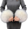 Uposao Fell Pelz Armstulpen,Damen Pulswärmer Kunstfell Fellstulpen Fell Manschette Handschuhe Kunstfell Winter Handgelenk Wärmer Wrist Band Cuffs für Pullover Mantel Weste Jacken für Frauen,Weiß #2