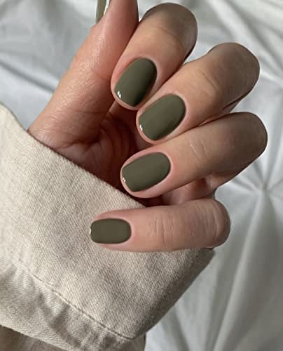 Sethexy Court Carré Vert Faux ongles Glossy Couleur pure Ongles à coller Collection 24Pcs Acrylique Faux Ongles Autocollants pour femmes et filles