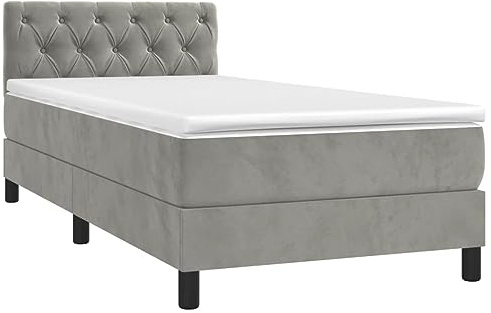 vidaXL Boxspringbett mit Matratze Hellgrau 80x200 cm Samt