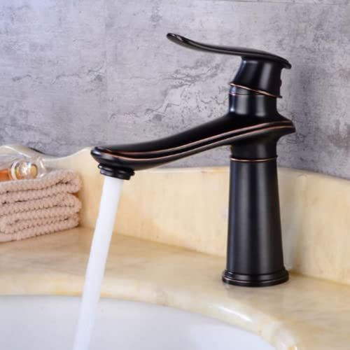 Waschbecken-Mischbatterie, vertikal, Deckmontage, Badezimmer, Messing, Chrom, heiße und kalte Wasserhähne mit einem Griff, Wasserhahn (kurz, schwarz)