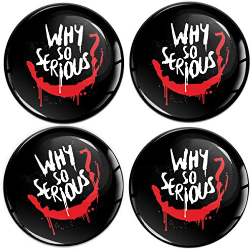 Biomar Labs 4 x 60 mm 3D Aufkleber Schwarz Why So Serious für Nabendeckel Nabenkappen Radnabenkappen Radaufkleber Warum so ernst A 8160