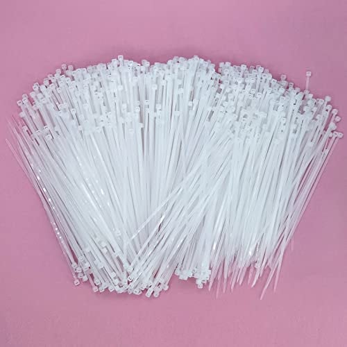 1000 bridas blancas pequeñas, 120 mm x 2,5 mm, minibridas transparentes blancas cortas, cables ties transparentes, ties con cremallera, 120 mm, color blanco para organizador de cables, gestión