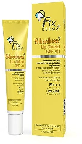 Fixderma Shadow SPF 50 Lip Shield for Pigmented Lip Balm for Sun Protection | Sunscreen SPF 50, PA+++, Sun Protector UVA & UVB - 15gm