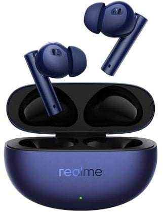 realme Buds Air 5 Cuffie Bluetooth, Cancellazione attiva del rumore fino a 50 dB 2.0, Mega driver titanizzato da 12,4 mm, Cancellazione del rumore a 6 microfoni durante le chiamate, Blu