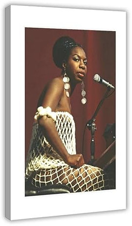 Leinwand-Poster, Motiv: Sängerin Nina Simone, Stern, Wandkunst, Dekor, Bild, Gemälde für Wohnzimmer, Schlafzimmer, Dekoration, Rahmenstil, 30 x 45 cm