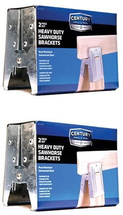 Century Drill & Tool 72994 2x4 Saw Horse Brackets, Set of 4, Galvanized, Compact Storage