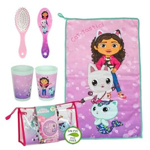 Borsa da toilette da viaggio Gabby's Dollhouse - Rosa - 23 x 15 x 8 cm - Grande capacità di stoccaggio - Chiusura a cerniera - Prodotto originale disegnato in Spagna