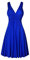robe femme ete mi longue fluide de soirée chic robe sexy femme dos nu decollete col v uni midi robe vintage retro cocktail femme grande taille robe de plage femme sans manches casual (Blue, XXL)