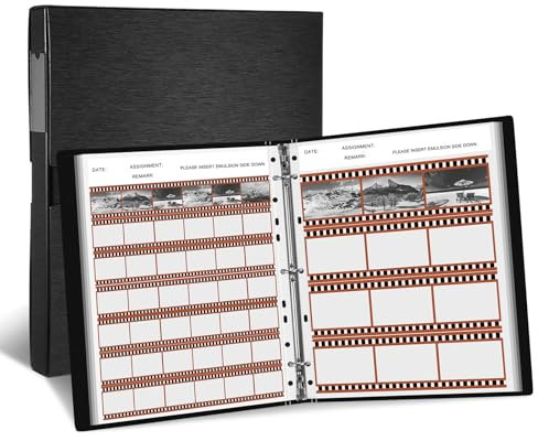 Feifeiya Aufbewahrungsbox-Set für säurefreie Folien, Archivierung, 3-Ring-Folie, Negativbinder, 50 Stück, negative Seiten für 120 Film- und 135 35-mm-Filmblätter, Negativhüllen zum Organisieren von