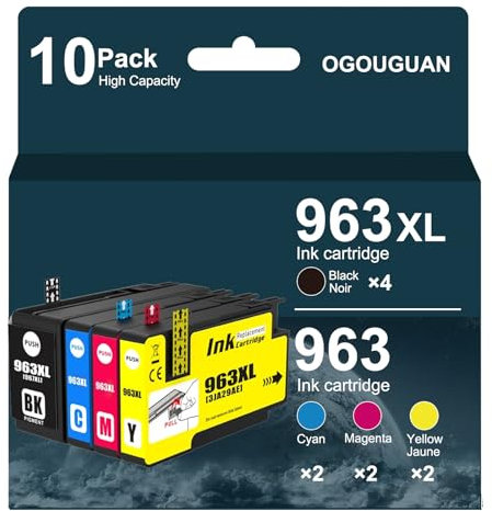 OGOUGUAN 963XL Wiederaufbereitete Tintenpatronen für HP 963 XL für HP OfficeJet Pro 9010 9012 9020 9014 9015 9016 9018 (10er-Pack)