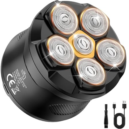 Bald Rasoir Tete Chauve Homme, Tondeuse Crane Chauve Homme, Rasoir Electriques Hommes Cheveux Tondeuse Chauve Rasoir Tete Rotatives, Utilisation Humide et Sèche Rasoir avec LCD