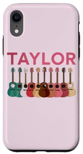 iPhone XR Taylor Personalized Name I Love Taylor Guitar Pink Case