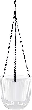 Macetero de cerámica para colgar en color antracita, para exteriores, macetas colgantes con autorriego, macetas colgantes para interiores (transparente, talla única)