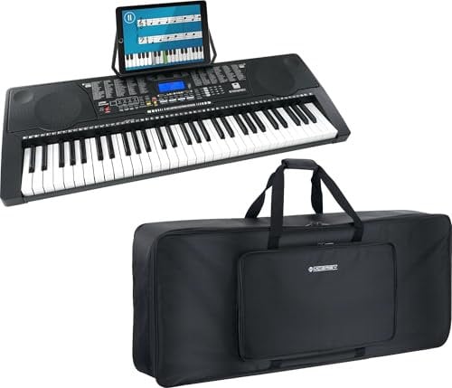 McGrey LK-6150 61 Tasten Keyboard Taschen Set - Einsteiger-Keyboard mit 61 Leuchttasten - 255 Sounds und 255 Rhythmen - 61 Percussion-Sounds - 50 Demo Songs - integrierter MP3-Player - Schwarz