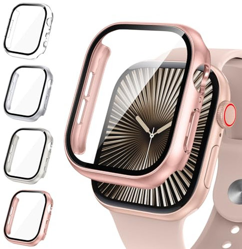 Neitra 4 Piezas Funda para Apple Watch Series 11/10 42mm con Templado Protector de Pantalla, HD Anti-Choque Cobertura Completa Carcasa, Funda Protectora para Apple Watch Series 11/10 42mm 2025