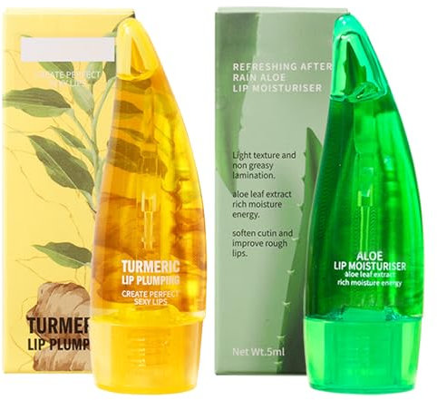 WishesMar 2 Stück Farblos Lip Glow Oil Moisturizing Lippenöl Durchsichtig Lipgloss für Pflegende Langanhaltend Glossy Lippen - Aloe Vera, Ingwer