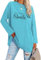Teesho Damen Tshirt Langarm Oversized Oberteile Baumwolle Shirts Casual Lose Langarmshirt Tops Tunika (Lakeblau/L)