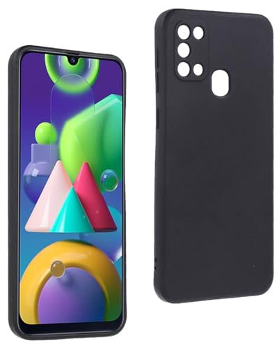 REY Cover in Gel TPU Nera per Samsung Galaxy M21s - M31, Ultra Sottile 0,33 mm, Morbido Flessibile, Custodia Silicone