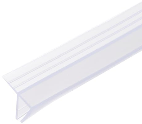 Sourcing Map F-Type Glass Door Seal Strip - 5/16 Frameless Shower Door Sweep, 130 Long Silicone, Stop Leaks, Clear