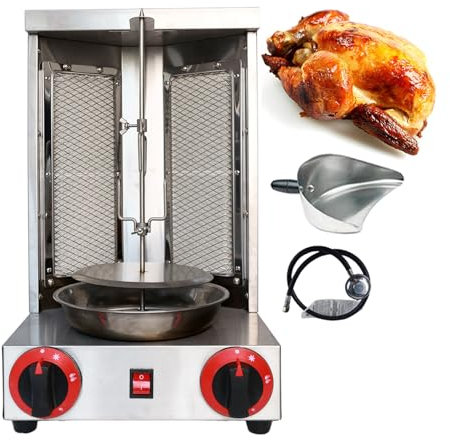 pedenencelia Máquina De Parrilla, Acero Inoxidable, Calefacción Giratoria De 360°, con Pala, Asadores Giratorios Verticales para El Hogar, para Uso En La Cocina del Hogar Y El Restaurante