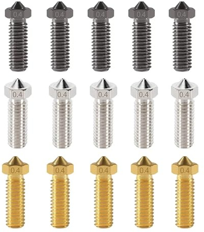 TH1000XUE for flsun for Super Racer SR Extruderdüsen, 0,4 mm Schraube, Messing, Edelstahl, gehärteter Stahl, hohe Temperatur, 15 Stück