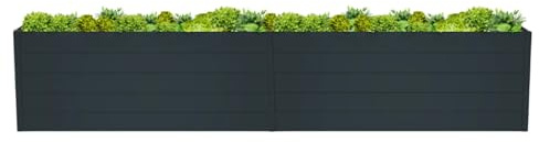 Mega Holz Premium Aluminium Hochbeet XL 368x95x74 cm - Wetterfest, Robust & Pflegeleicht - Nut- und Feder-Hohlkammerprofile - Blumenbeet mit eleganten Design & Große Anbaufläche für Gemüse & Kräuter