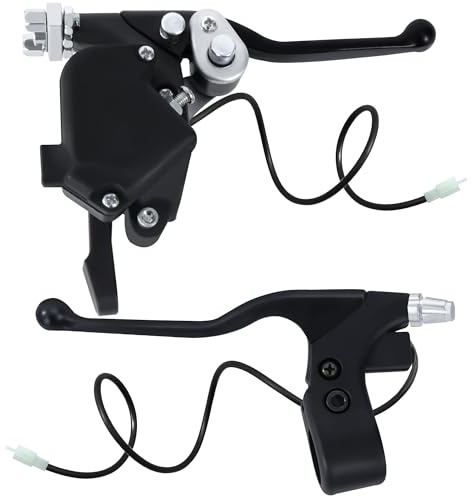 Tunejoy Manillar de Freno de Dirt Bike con Cable de Tracción y Acelerador de Pulgar Palancas de Freno de ATV para 2.2cm Diámetro Manija para Pocket Bike Go Kart Scooter 1 Par Negro