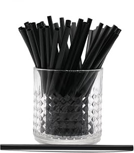 Cannucce nere in fibra di mais 100% biodegradabili e compostabili, ecologiche, insapore, consistenza piacevole, resistenti fino a 50°C, ideali per bevande fredde e cocktail (1000, 6 mm × 140 mm)
