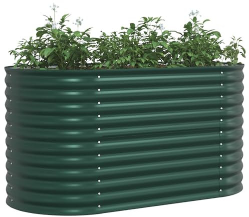 vidaXL Letto da Giardino Rialzato Verde 160x80x81 cm in Acciaio Galvanizzato