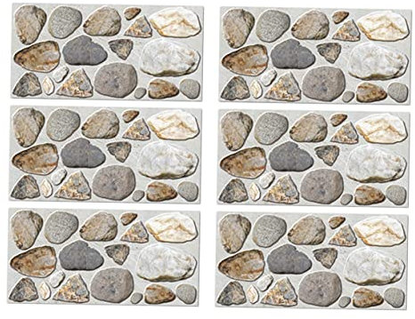 Artibetter Retro Blue Stone Tile Stickers Waterproof Kitchen Wall Stickers for Home Bathroom 6pcs