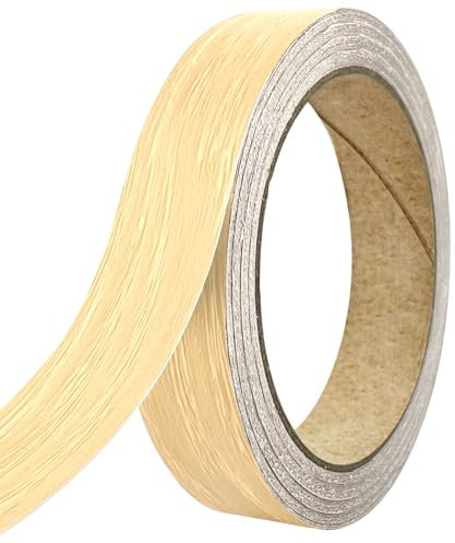 18mm x 10m Melamine Edge Tape, Self-adhesive Wood Veneer Trim Secure Hold Without Ironing Edge Banding Pre Glued Edging Tape Wood Repair Tape for Shelves Panels Furniture Worktop Cabinet (Beech)