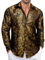 Ailisus Black Gold Mens Silk Paisley Dress Shirts Formal Long Sleeve Button Down Shirt Floral Jacquard Business Wedding
