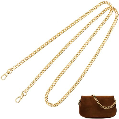 Eddrfy Taschenkette Gold 120cm/3,93in, Abnehmbare Taschen Kette, Metall Taschengurt Gold als Schulterriemen für Handtasche, Taschenriemen Umhängetasche, Crossbody Bag Ersatzkette für Damen Handtasche