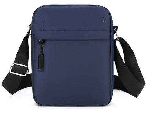 Aucuu Bolso de Hombro, Bolso Bandolera Para Hombre, Bolso de Mensajero Impermeable con Correa Ajustable y Múltiples Bolsillos, para Trabajo, Escuela, Viajes, Uso Diario, Cremallera Horizontal-Azul