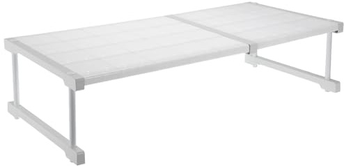 sourcing map Expandable Cabinet Tension Shelf 67cm to 88cm Adjustable Closet Organizer 22cm x 42cm Flower Pattern Table Storage Rack for Wardrobe Cupboard Kitchen Bedroom