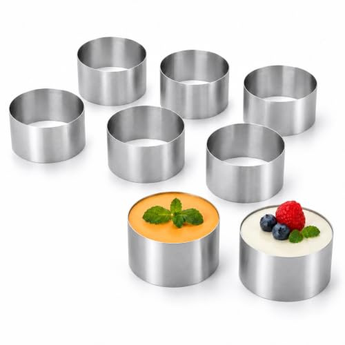 VALICLUD 8 Mini-Dessertringe aus Edelstahl, 5 x 5 cm | Runde Formen für Mousse, Törtchen, Desserts, Vorspeisen und Gleichmäßige Portionsgrößen in Küche und Patisserie